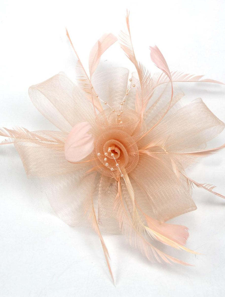 Vintage Veil Fedora Hat with Flower and Feather for Women's Wedding Party