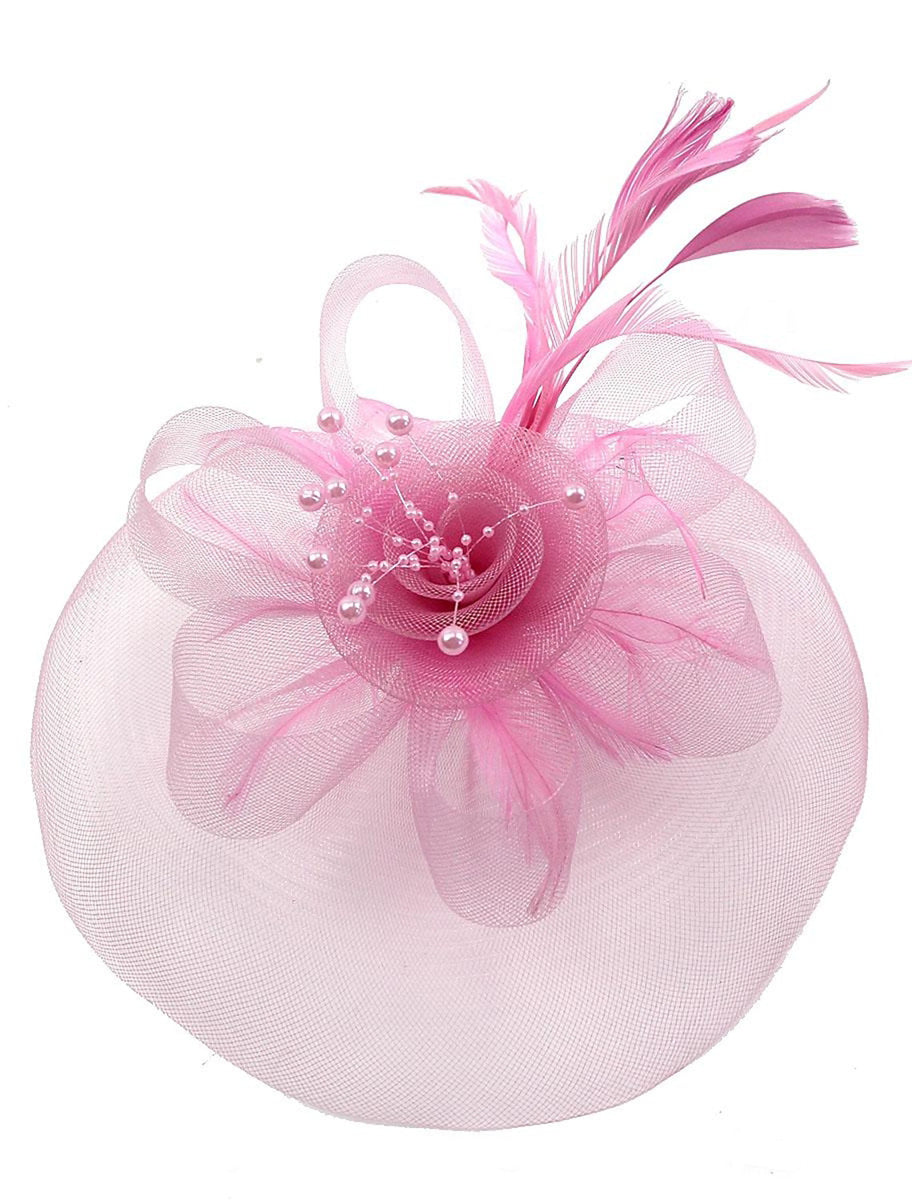 Feather Veil Hat with Bow for Cocktail Parties - Vintage Organza Horse Race Headpiece