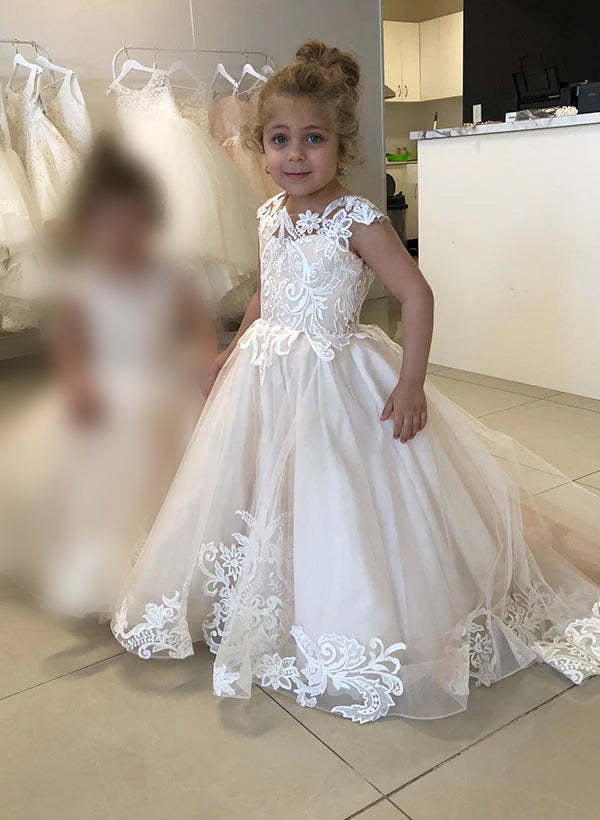 Princess A-Line Dresses for Girls in Tulle with Applique