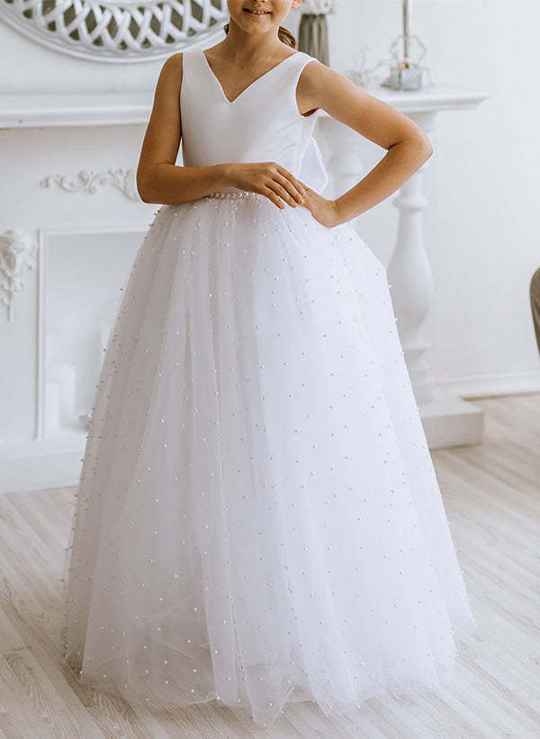 Princess A-Line Dresses for Girls with Beading and Bowknot