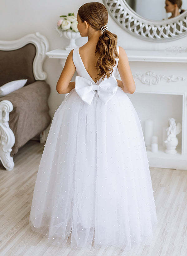 Princess A-Line Dresses for Girls with Beading and Bowknot