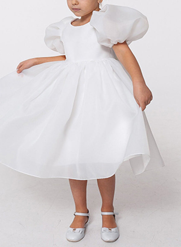 Princess A-Line Flower Girl Dresses Featuring a Scoop Neck and Bowknot