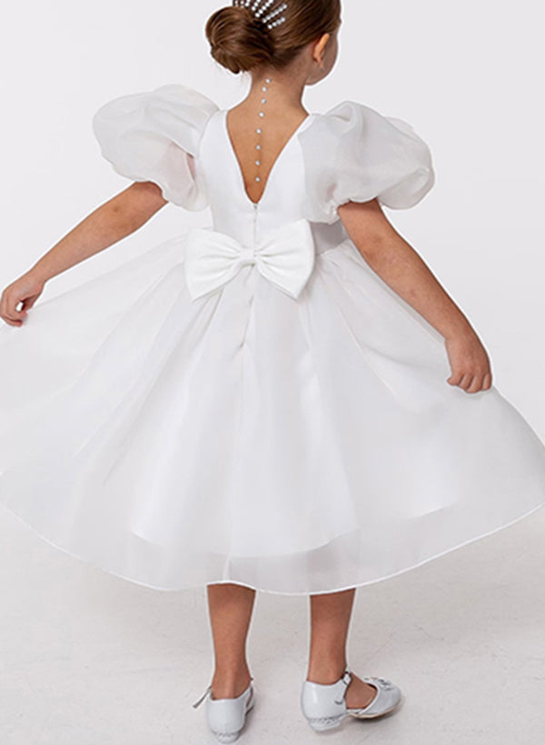 Princess A-Line Flower Girl Dresses Featuring a Scoop Neck and Bowknot