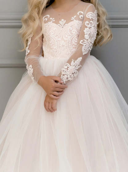 Princess A-Line Flower Girl Dresses Featuring a Scoop Neck and Bowknot