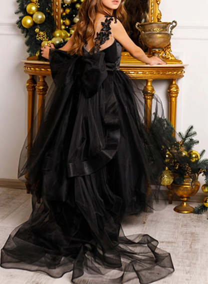 Princess A-Line Flower Girl Dresses Featuring a Scoop Neck and Bowknot