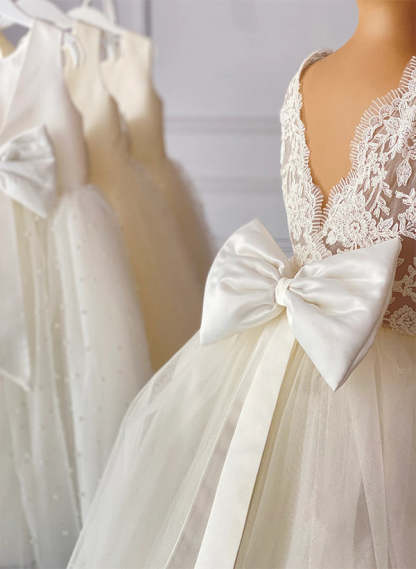 Flower Girl Dresses with Bowknot in Ball Gown Scoop Style