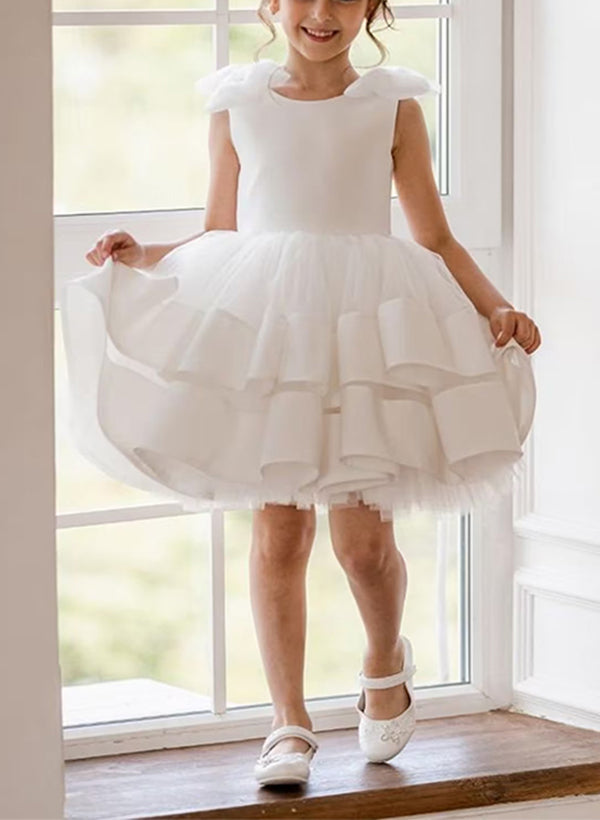 Flower Girl Dresses in Ball Gown Style Featuring a Scoop Neck and Bowknot