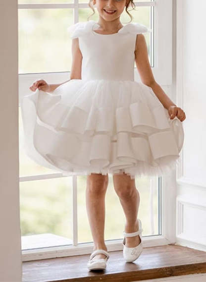 Flower Girl Dresses in Ball Gown Style Featuring a Scoop Neck and Bowknot