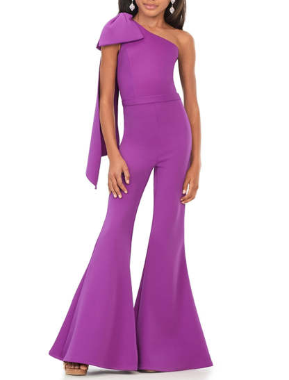 Prom Jumpsuits for Girls with One Shoulder and Bowknot