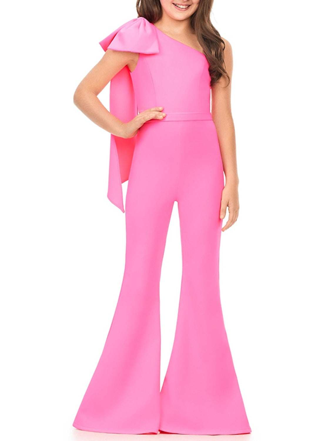 Prom Jumpsuits for Girls with One Shoulder and Bowknot