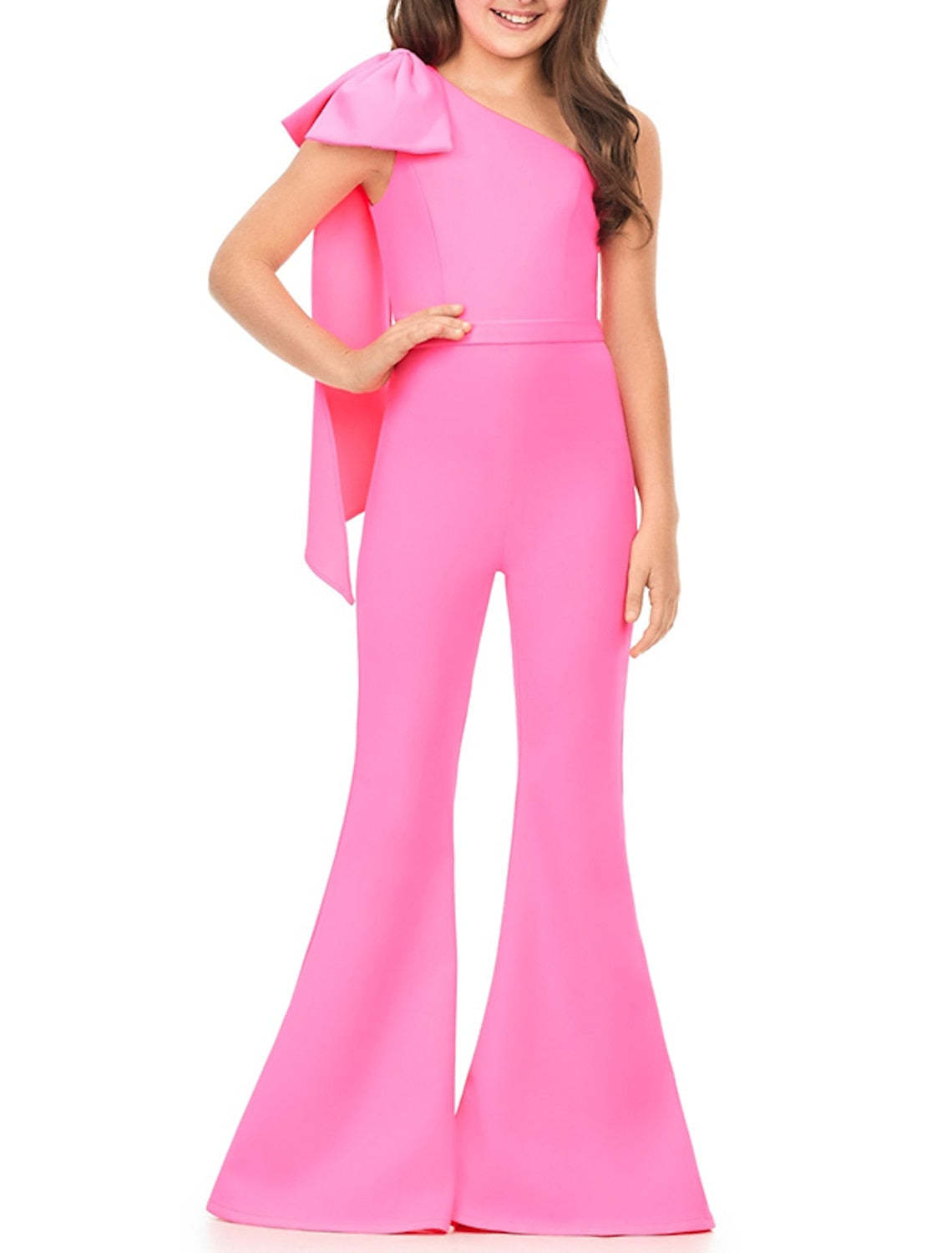 Prom Jumpsuits for Girls with One Shoulder and Bowknot