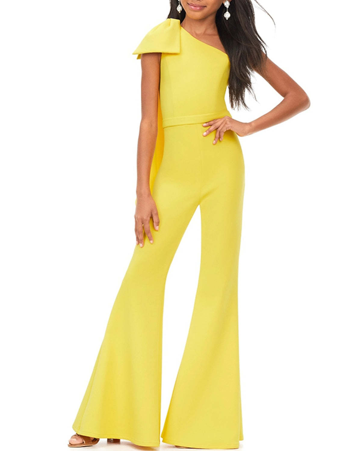 Prom Jumpsuits for Girls with One Shoulder and Bowknot