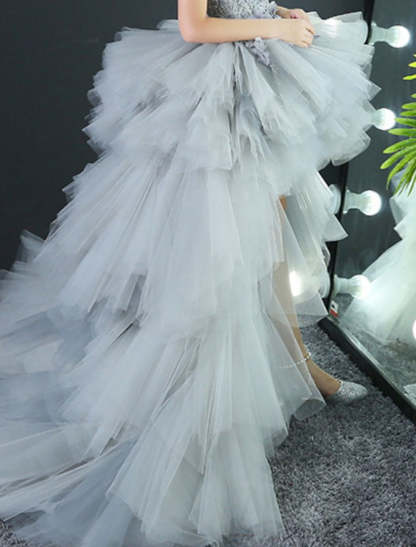 Asymmetrical A-Line/Princess High Low Flower Girl Dress with Applique