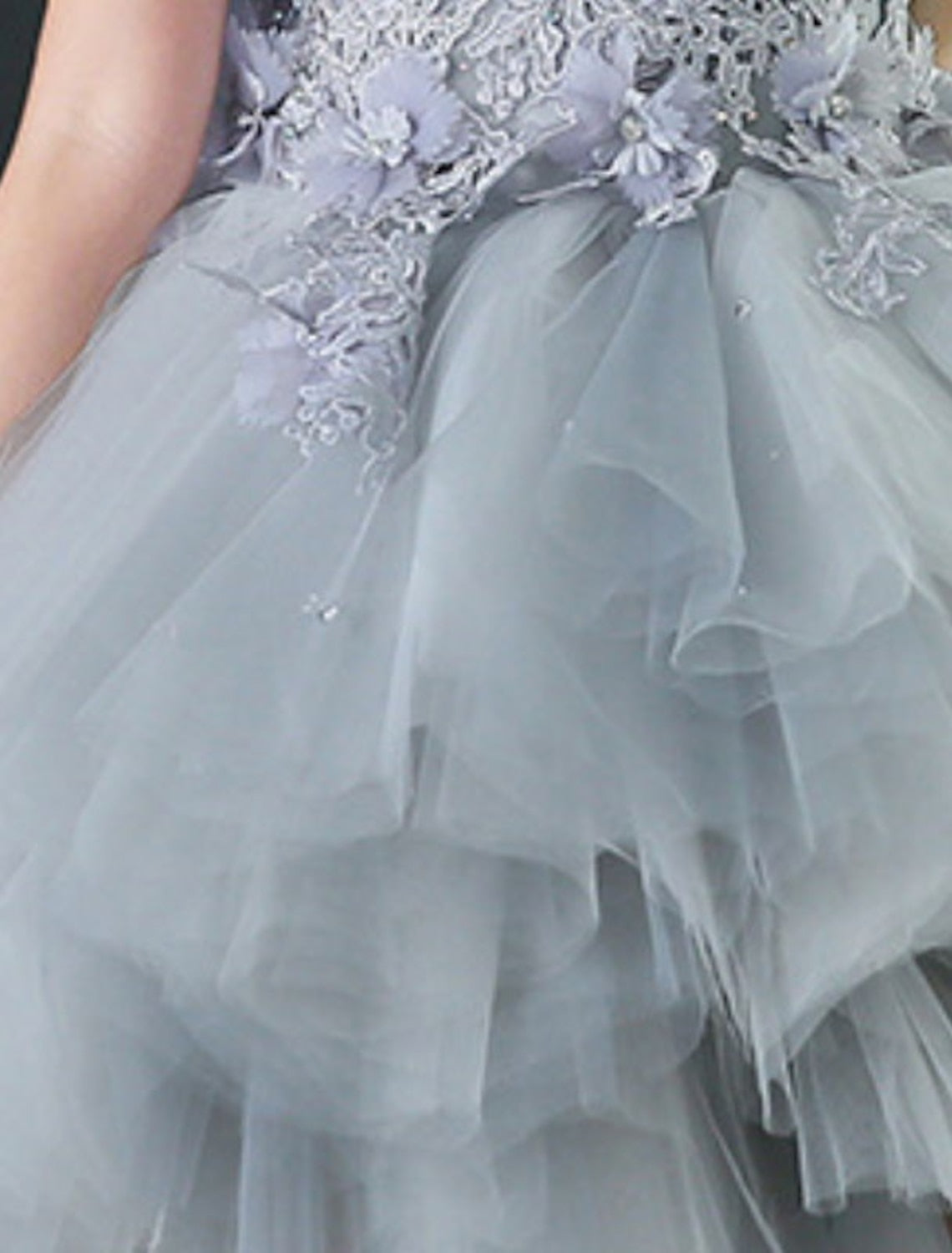 Asymmetrical A-Line/Princess High Low Flower Girl Dress with Applique