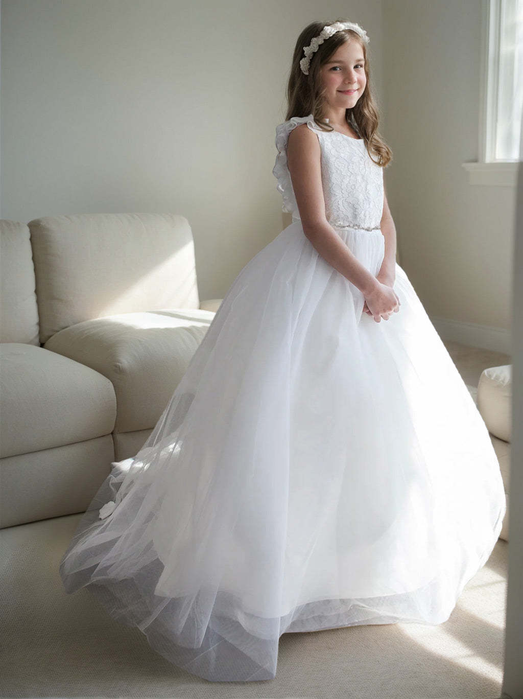 Floral Beaded Tulle Flower Girl Dresses in A-Line and Princess Styles
