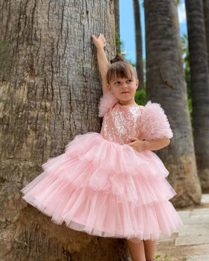 Princess Ball Gown with Sequins for Little Girls' Party