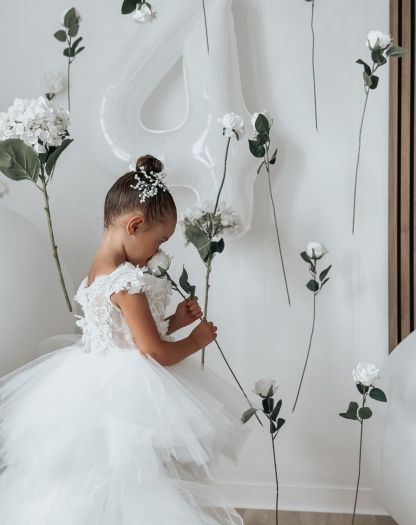 Princess Ball Gown Flower Girl Dresses in Tulle with Applique