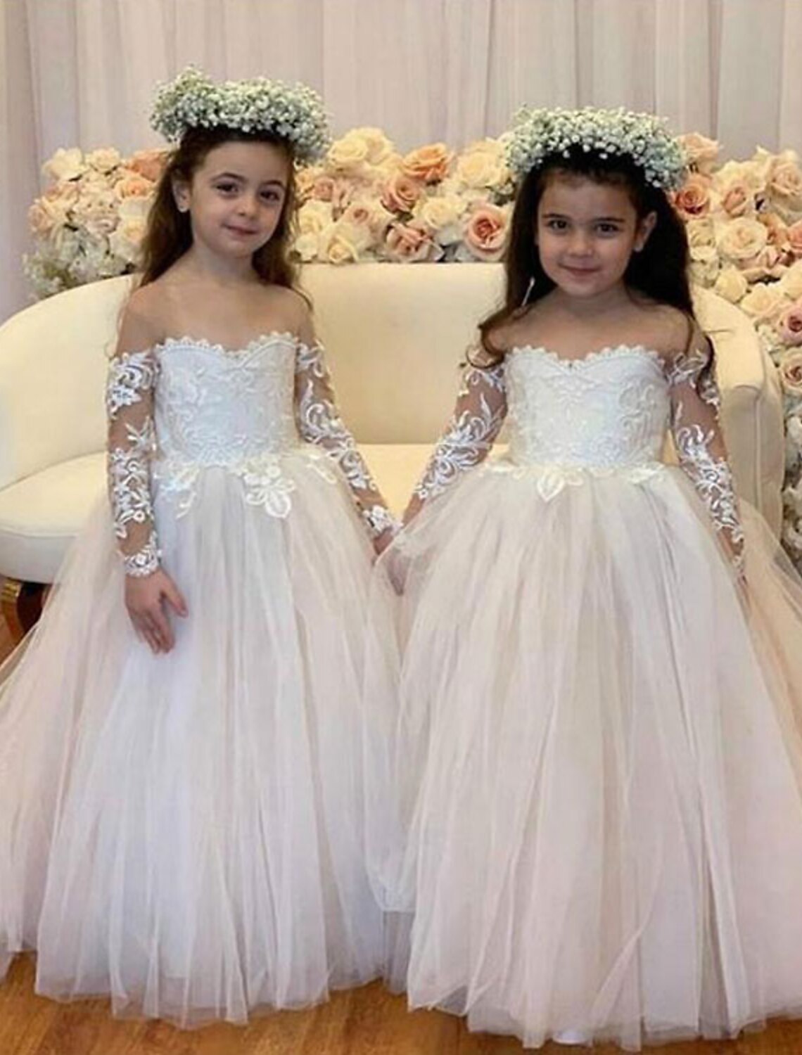 Flower Girl Dresses in Tulle with Applique Ball Gown Style