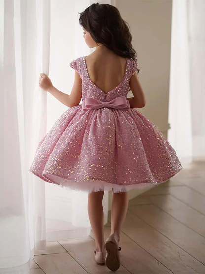 Princess A-Line Flower Girl Dresses with Sequins and Bowknot