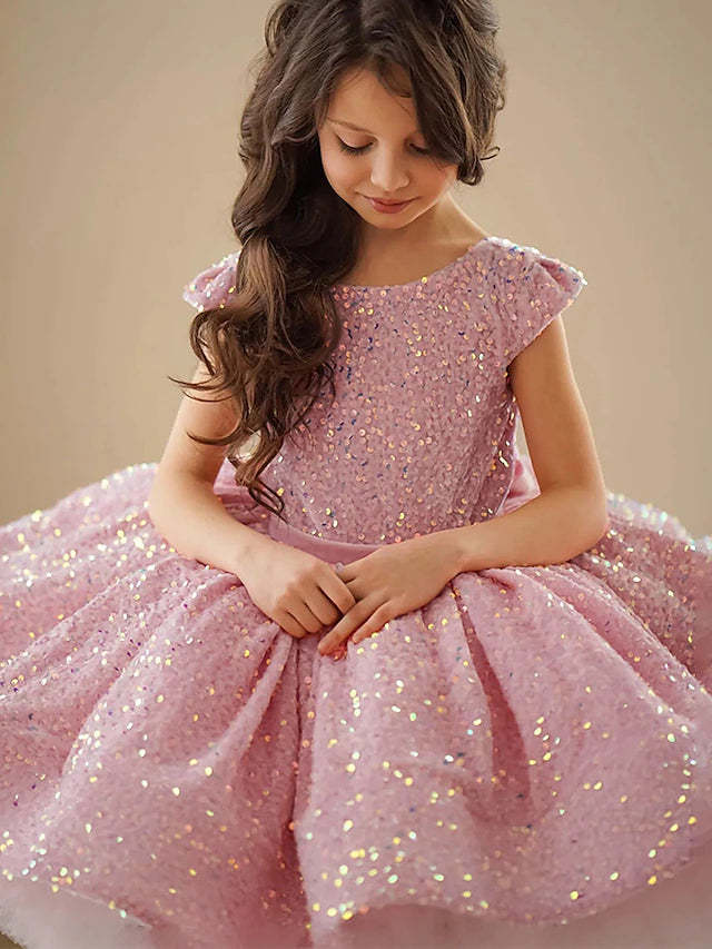 Princess A-Line Flower Girl Dresses with Sequins and Bowknot
