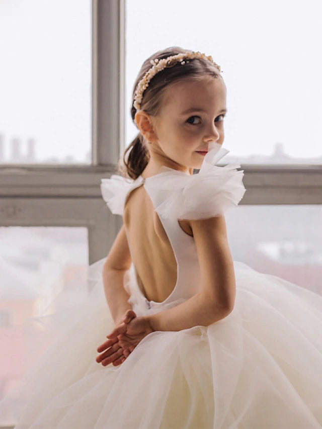Flower Girl Dresses in Ombre Tulle Ball Gown Style with Ruffles