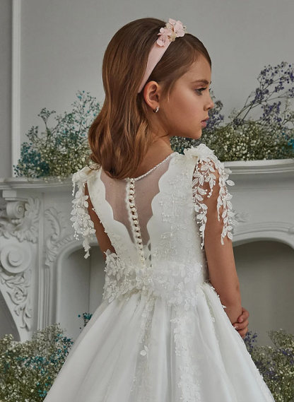 Flower Girl Dresses in A-Line/Princess Style with Tulle Applique and Beading
