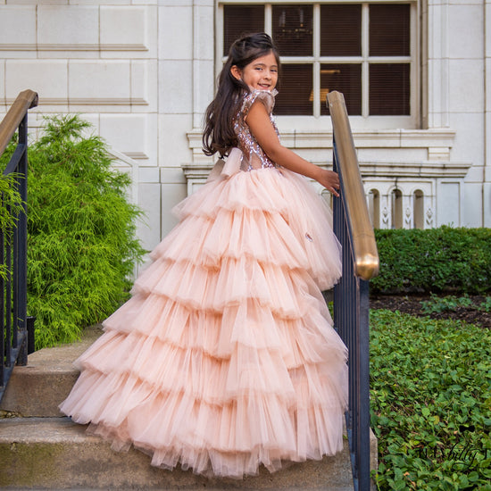 Flower Girl Dresses with Sequins Ruffles and a Bowknot in Ball Gown Style