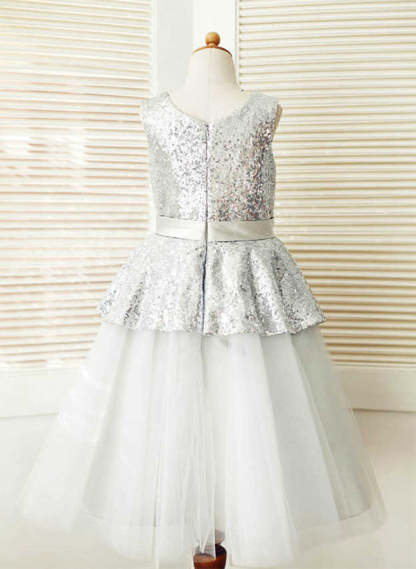Flower Girl Dresses in A-Line/Princess Style Featuring Tulle and Sash