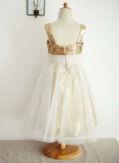 Flower Girl Dresses in A-Line/Princess Style With Tulle and Sequins