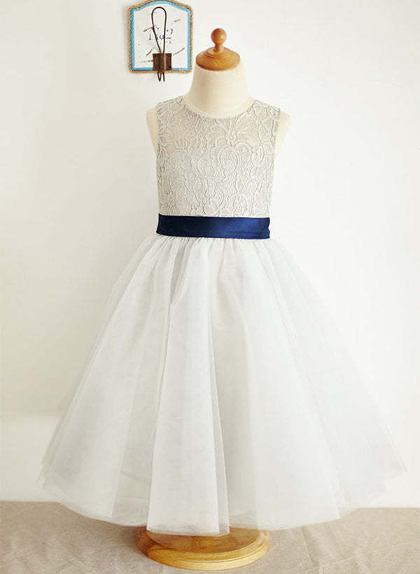 Flower Girl Dresses in A-Line/Princess Tulle With Bowknot