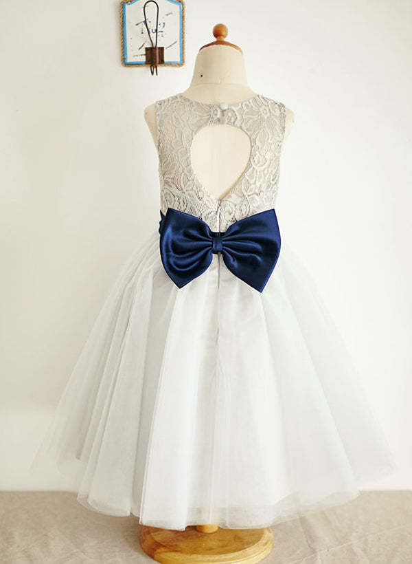 Flower Girl Dresses in A-Line/Princess Tulle With Bowknot