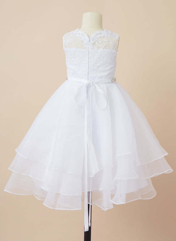 Flower Girl Dresses with Sash in Ball Gown Scoop Style