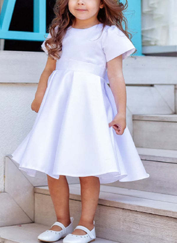 Princess A-Line Flower Girl Dresses Featuring a Scoop Neck and Bowknot