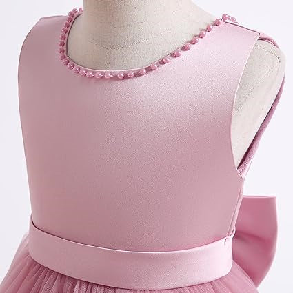 Sleeveless Jewel Neck Flower Girl Ball Gown with Bowknot