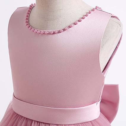 Sleeveless Jewel Neck Flower Girl Ball Gown with Bowknot