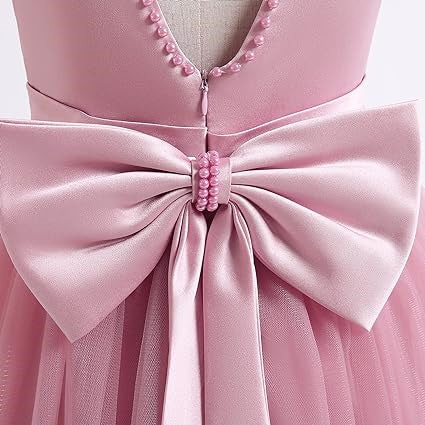 Sleeveless Jewel Neck Flower Girl Ball Gown with Bowknot