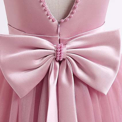 Sleeveless Jewel Neck Flower Girl Ball Gown with Bowknot