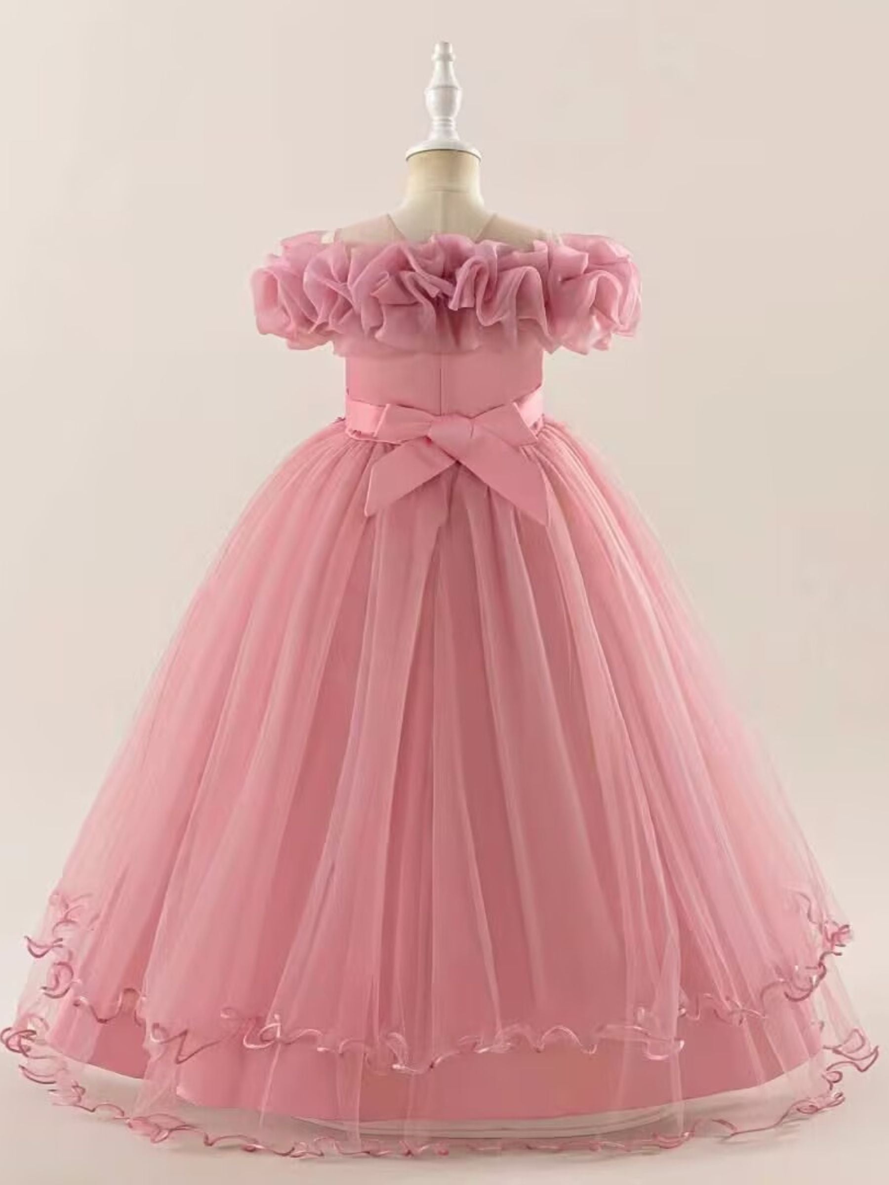 Sleeveless Off-the-Shoulder Flower Girl Ball Gowns Featuring Appliques and Embroidery