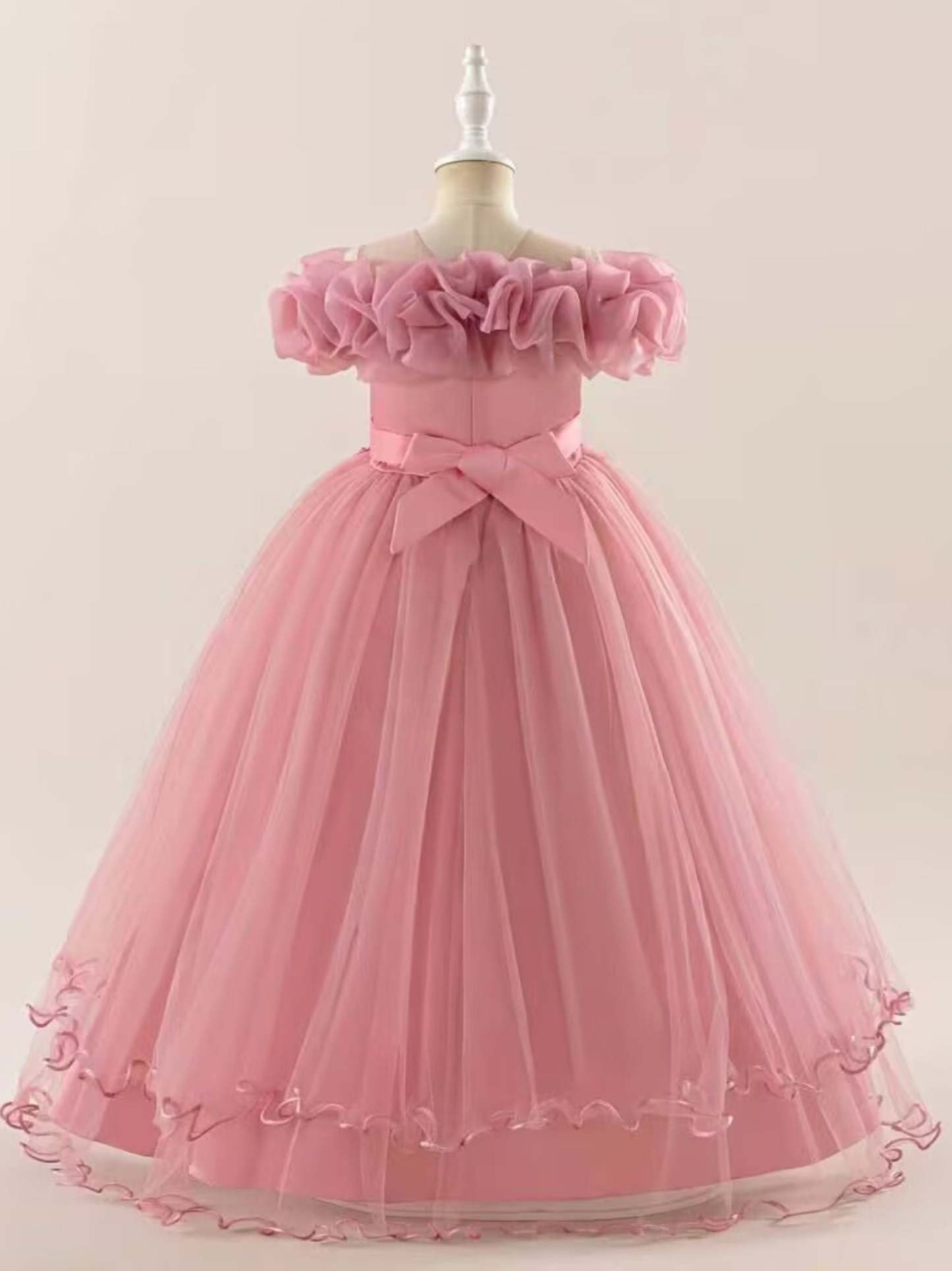 Sleeveless Off-the-Shoulder Flower Girl Ball Gowns Featuring Appliques and Embroidery