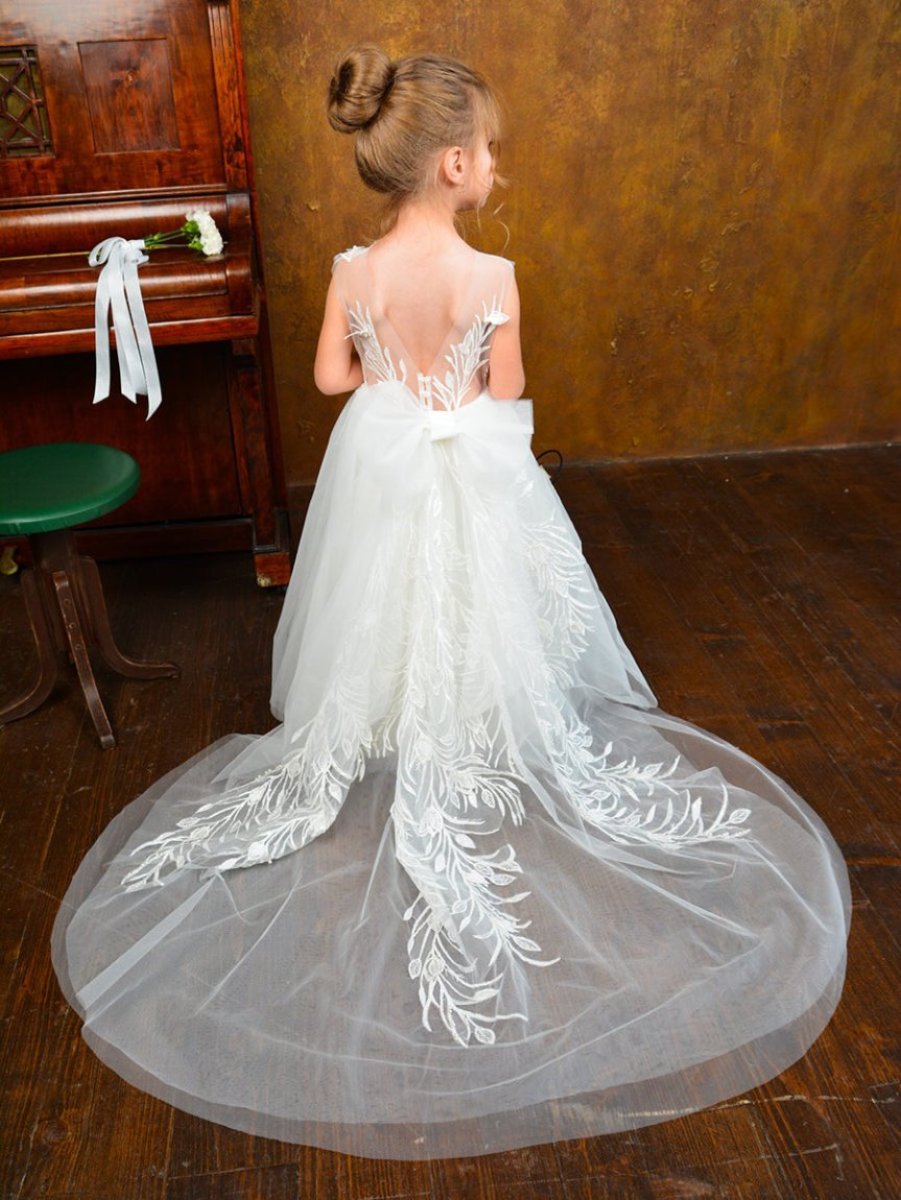 One-Shoulder Sleeveless A-Line/Princess Flower Girl Dresses Featuring Appliques
