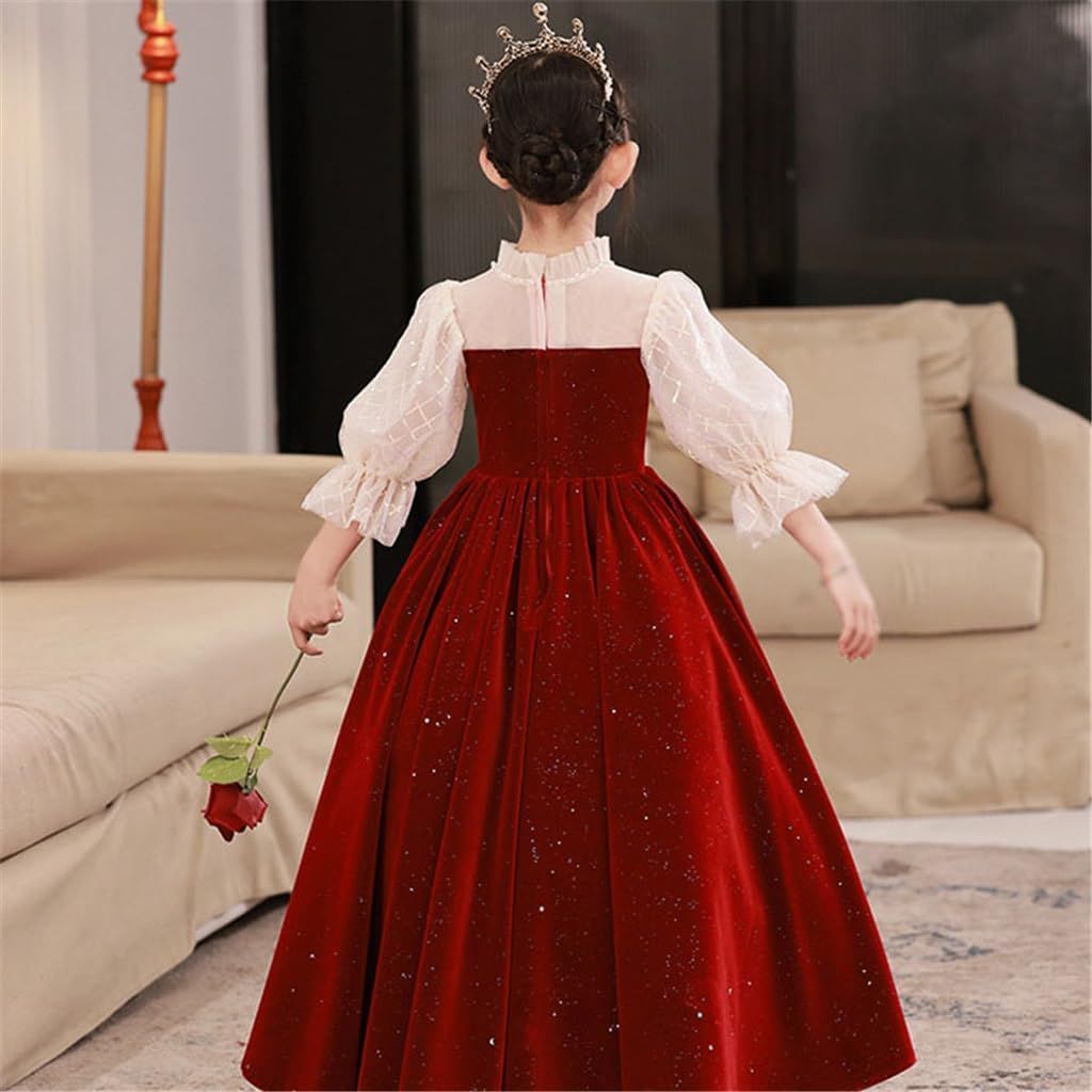 High Neck A-Line/Princess Flower Girl Dresses with 3/4 Sleeves and Floor Length