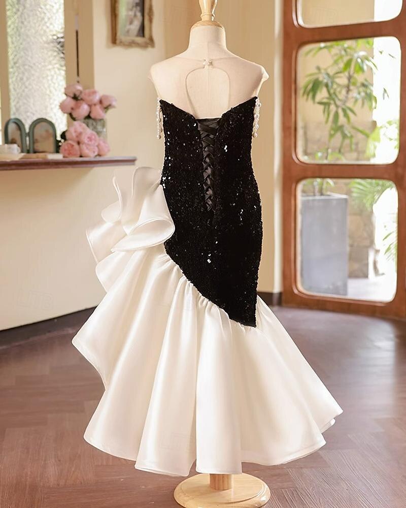 Mermaid Girl Party Dress with Beadings in Round Neck Sleeveless Style