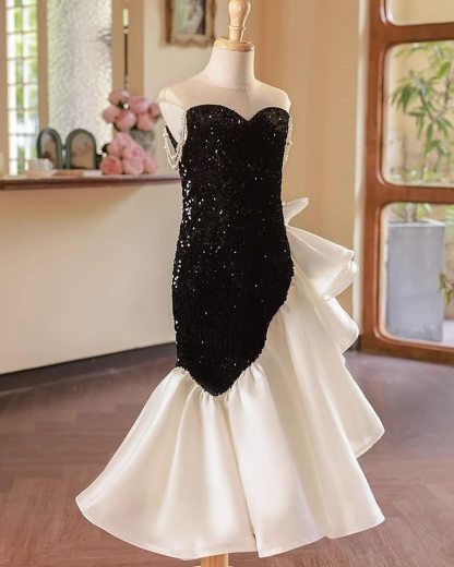 Mermaid Girl Party Dress with Beadings in Round Neck Sleeveless Style