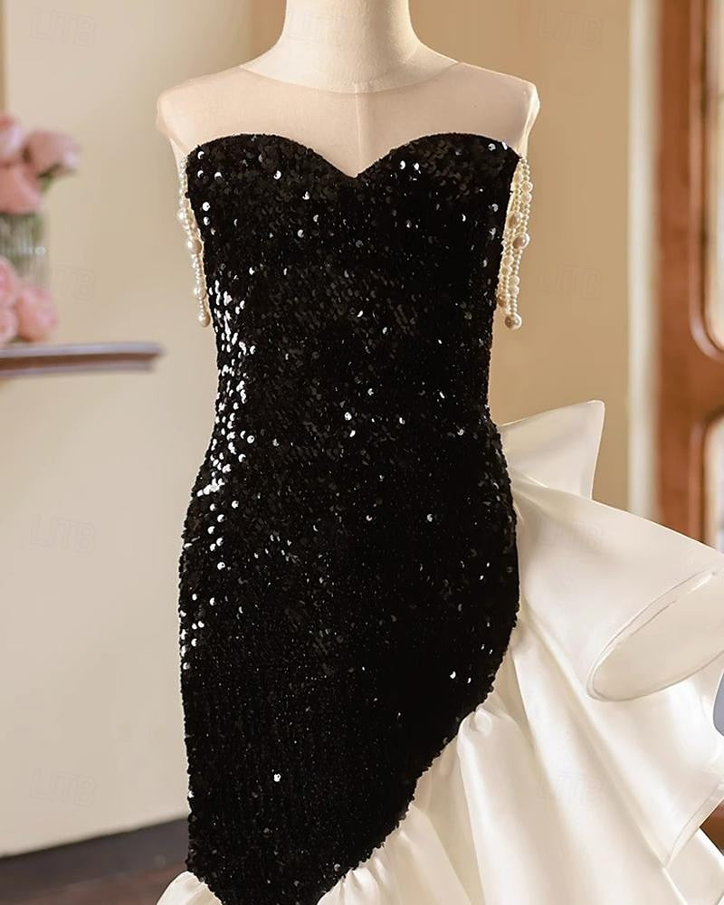 Mermaid Girl Party Dress with Beadings in Round Neck Sleeveless Style