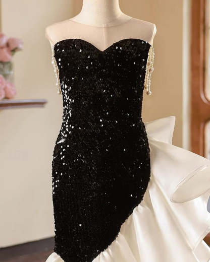 Mermaid Girl Party Dress with Beadings in Round Neck Sleeveless Style