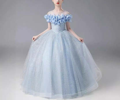 Off-the-Shoulder A-Line/Princess Floor-Length Flower Girl Dress with Beadings