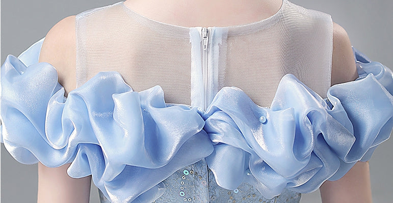 Off-the-Shoulder A-Line/Princess Floor-Length Flower Girl Dress with Beadings