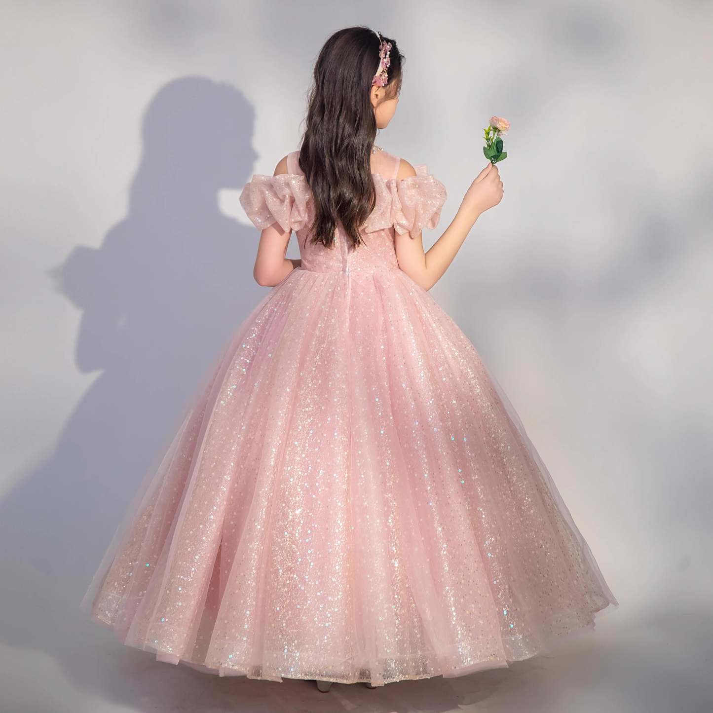 Floor-Length Off-the-Shoulder A-Line/Princess Party Dress with Embroidery for Girls