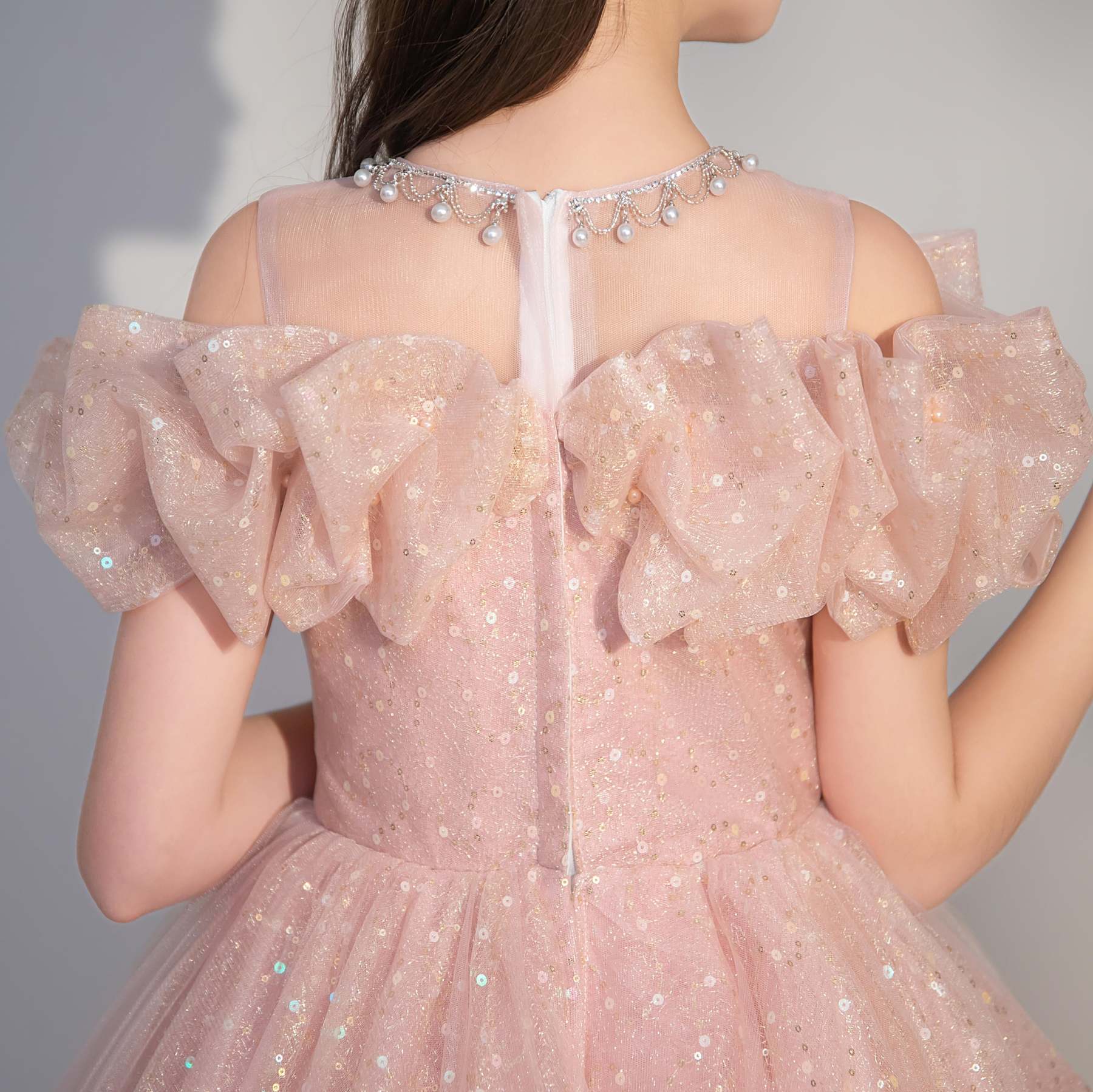 Floor-Length Off-the-Shoulder A-Line/Princess Party Dress with Embroidery for Girls