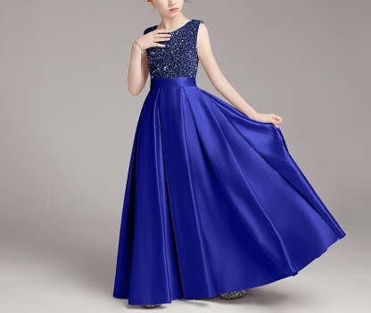 Shinning Sleeveless A-Line Princess Dress with Round Neck for Girls